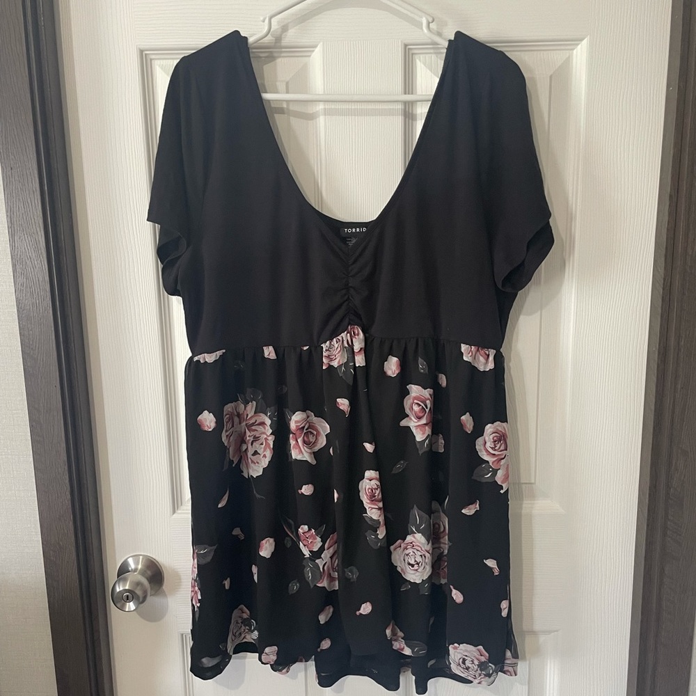 Flowered Babydoll Blouse